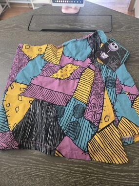 The Nightmare Before Christmas Patchwork Print Skirt - Teal, Purple, Yellow